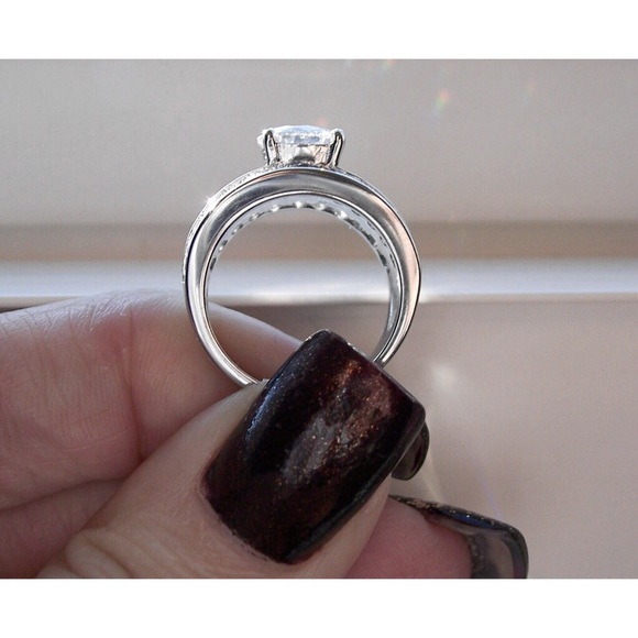 STAINLESS STEEL Round Brilliant Cut With Baguettes CZ Band Ring-Sizes 5-10 - Picture 7 of 14